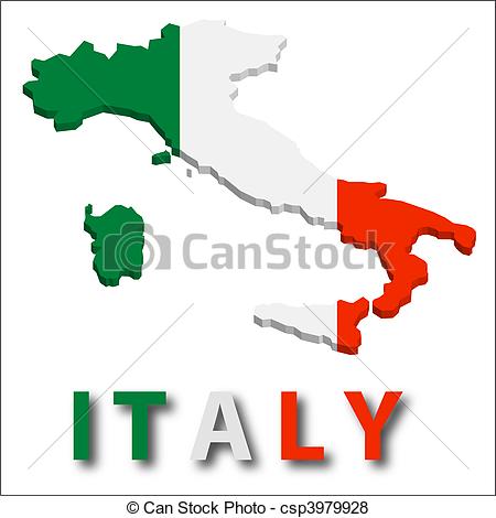 450x470 Italy Territory With Flag Texture. Illustration. Eps10 Vector