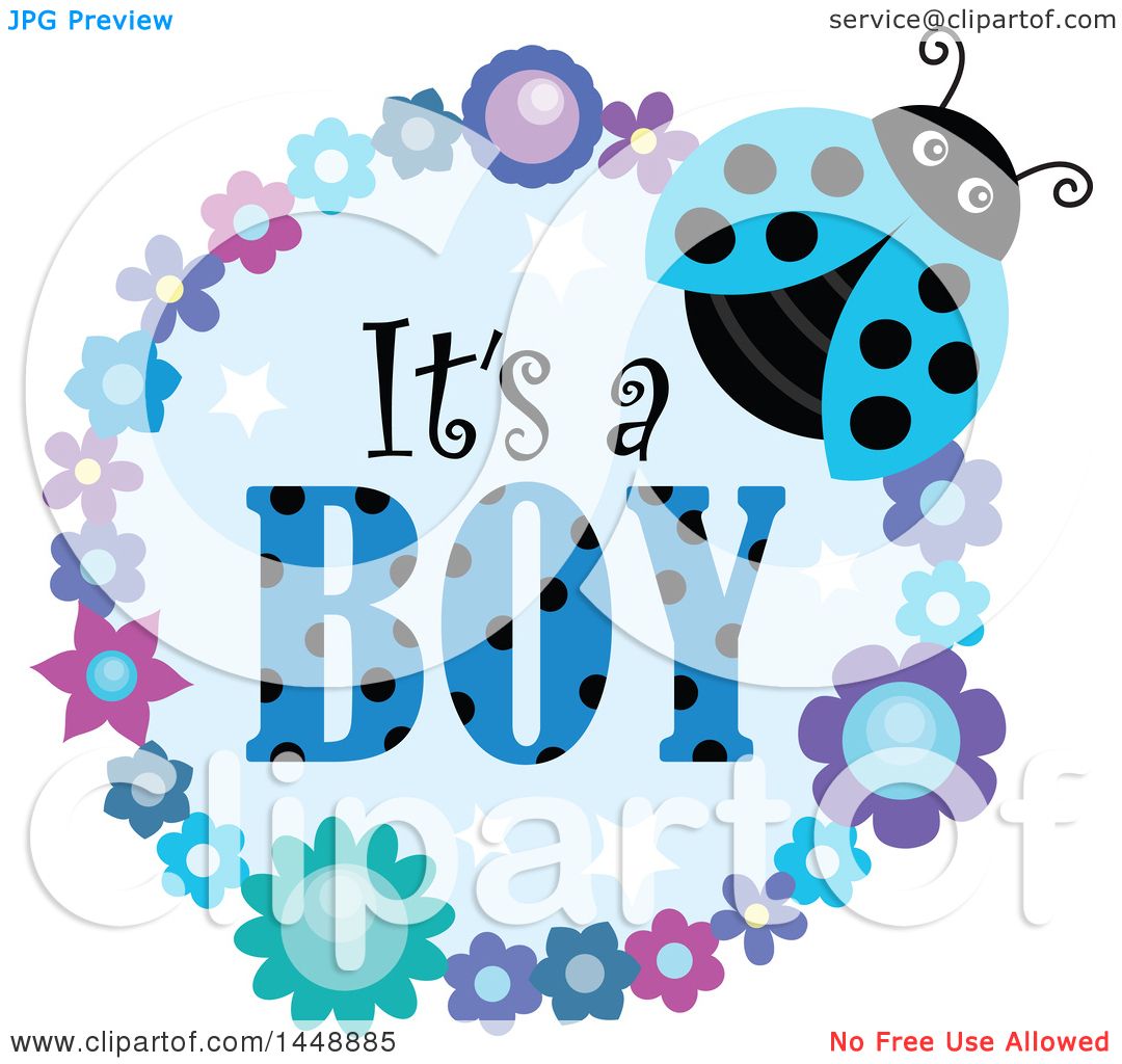 1080x1024 Clipart Of A Blue Ladybug And Flower Frame With Its A Boy Text