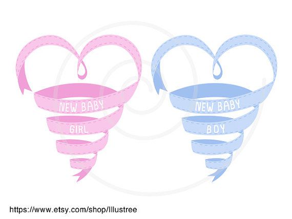 570x428 New Baby, It's A Boy, A Girl, Digital Clip Art Set, Heart Shaped
