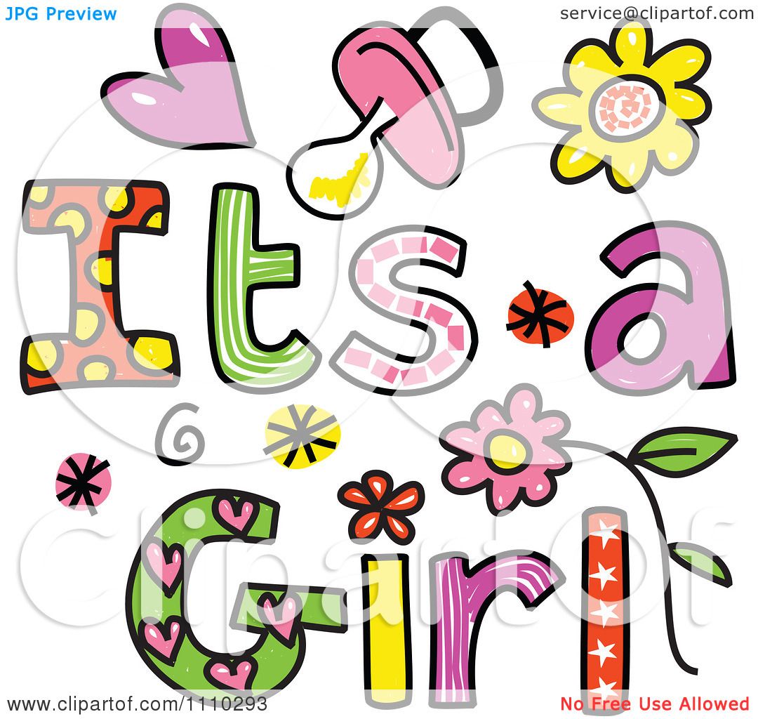 1080x1024 Clipart Colorful Sketched Its A Girl Text