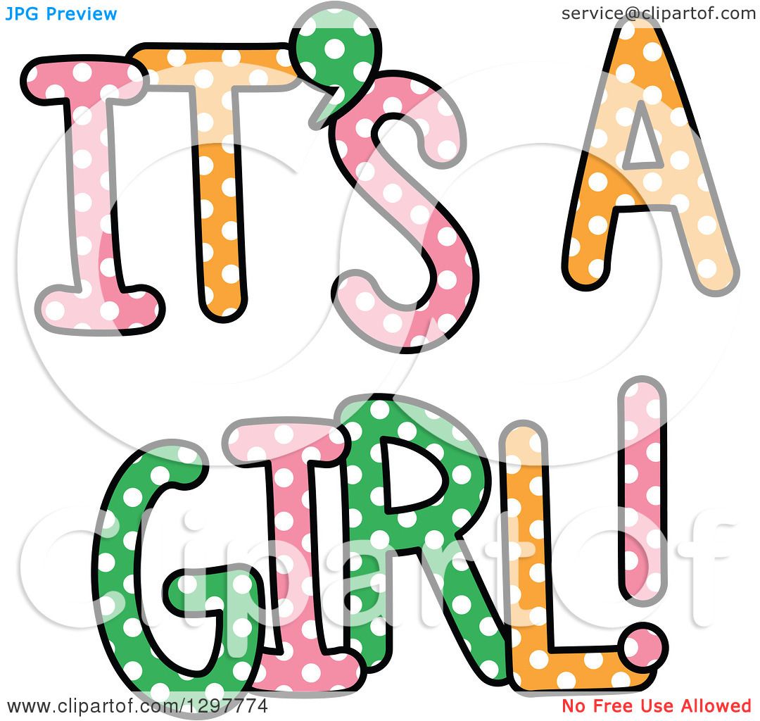 1080x1024 Clipart Of Colorful Polka Dot Its A Girl Text