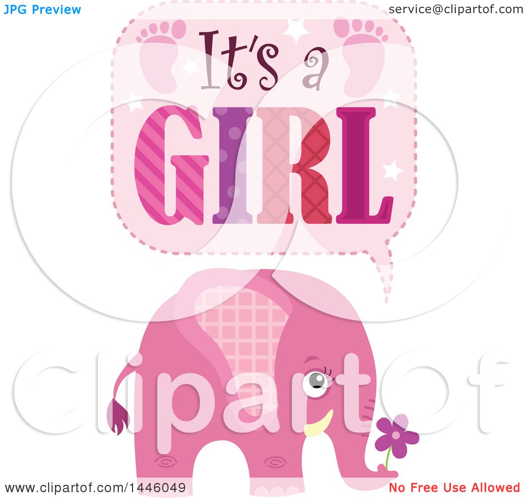 1080x1024 Clipart Of A Cute Pink Elephant With Its A Girl Text