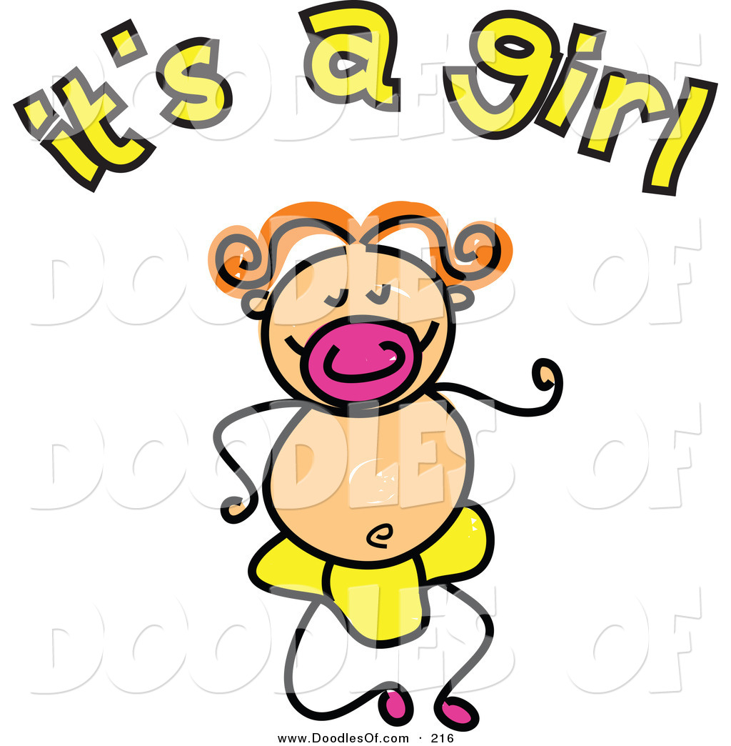 1024x1044 Vector Clipart Of A Childs Sketch Of Its A Girl Text And New Baby