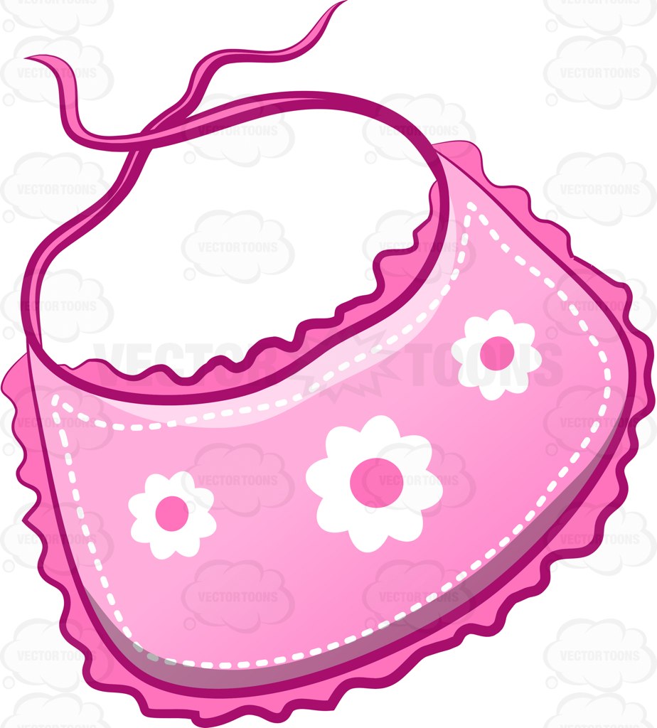 924x1024 A Cute Baby Bib With Floral Print Cartoon Clipart Vector Toons