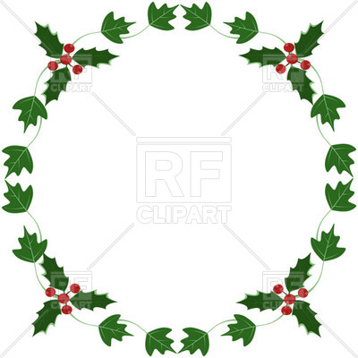 400x400 Holly And Ivy Yule Round Frame Royalty Free Vector Clip Art Image