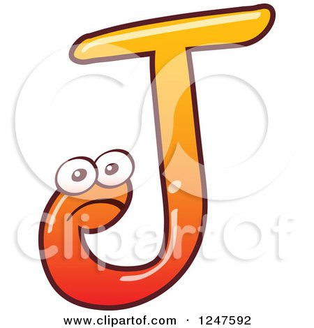 450x470 Clipart Of A Gradient Orange Capital J Alphabet Letter Character