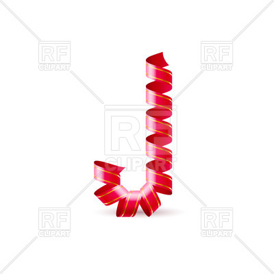 400x400 Letter J Made Of Red Paper Streamer Royalty Free Vector Clip Art