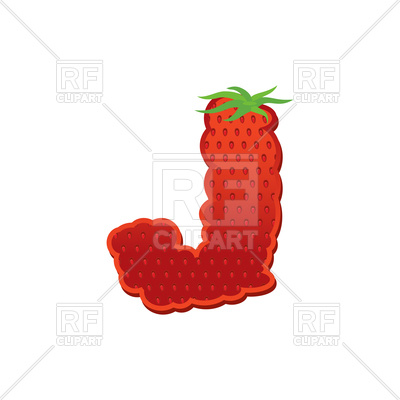 400x400 Strawberry Letter J Royalty Free Vector Clip Art Image