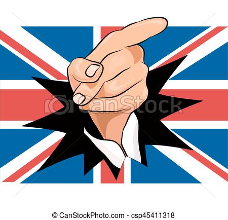 450x434 Union Jack With Pointing Finger Vector Clip Art