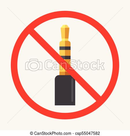 450x470 Audio Jack 3.5mm In Ban Sign. Icon Vector Illustration. Vector