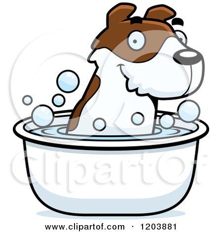 450x470 Cartoon Of A Cute Jack Russell Terrier Puppy Taking A Bath
