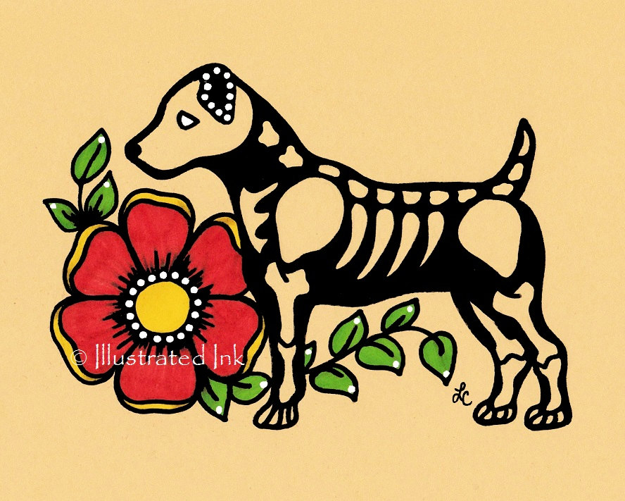 888x711 Day Of The Dead Dog Jack Russell Terrier Dia De Los Muertos