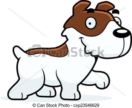 450x368 Cartoon Jack Russell Terrier Walking. A Cartoon Illustration