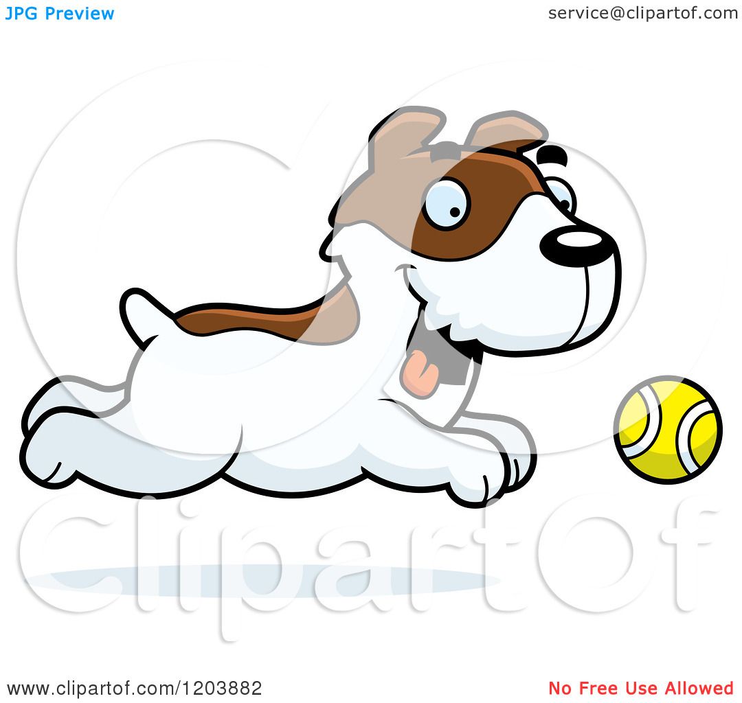 1080x1024 Cartoon Of A Cute Jack Russell Terrier Puppy Chasing A Tennis Ball