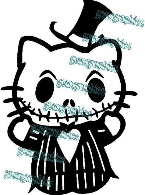 476x640 Jack Skellington Item Cute Hello Kitty Window Decal Sticker Vinyl