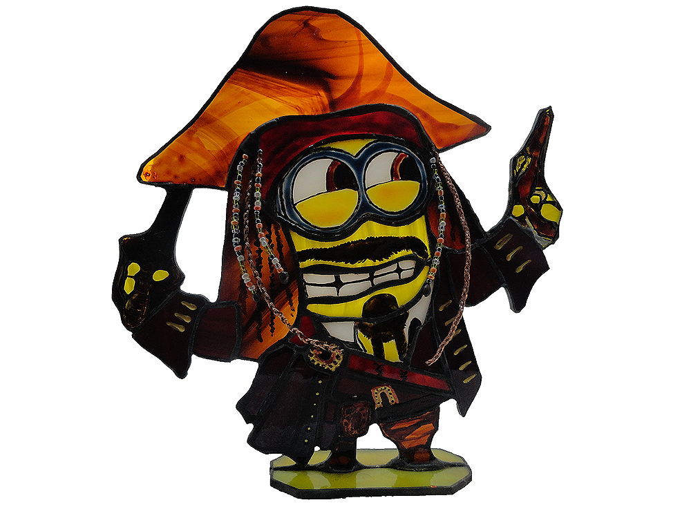 1000x750 Stained Glass Stand Minion Captain Jack Sparrow By Art Brother