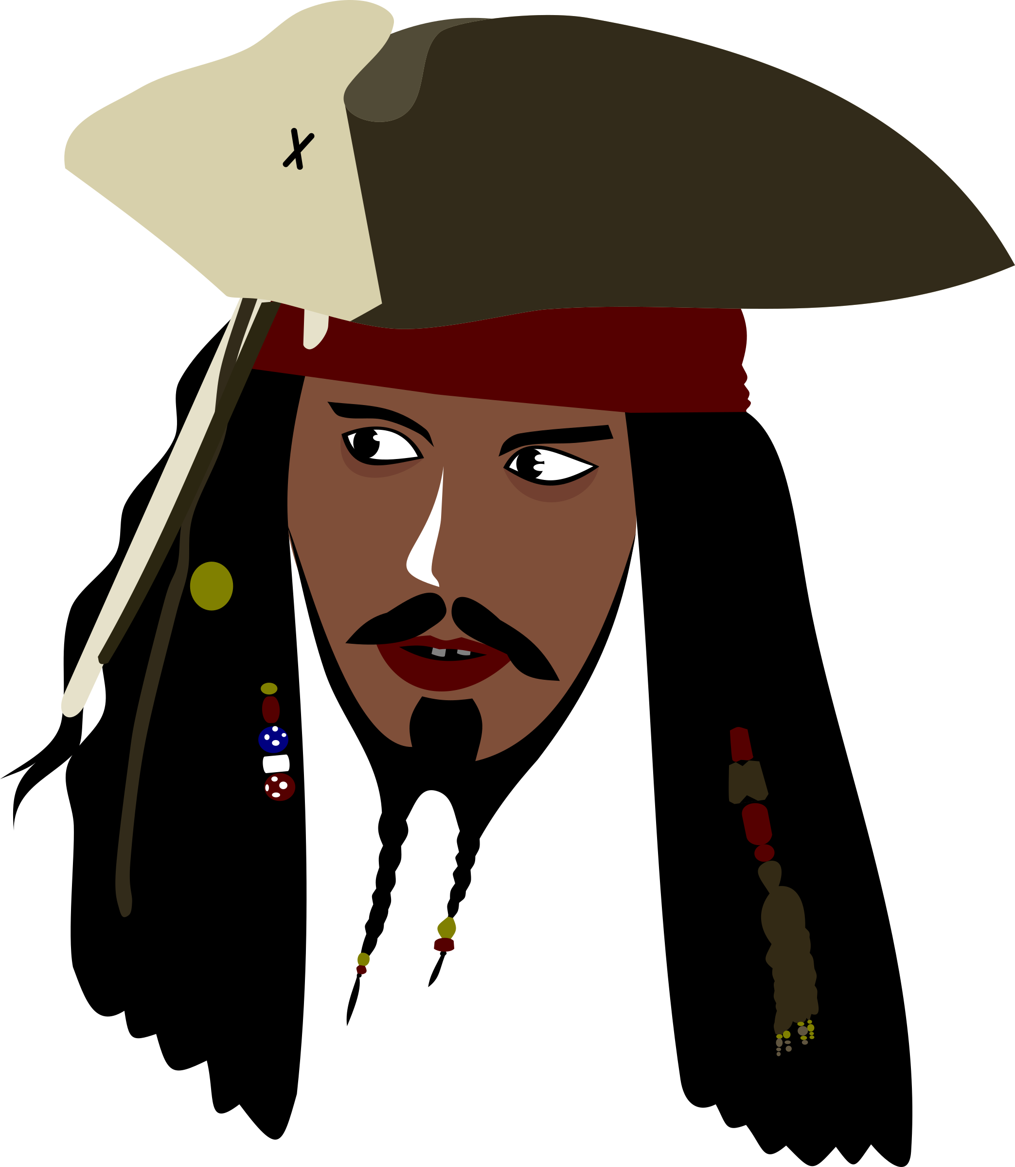 2087x2400 Captain Jack Sparrow Vector Clipart Image