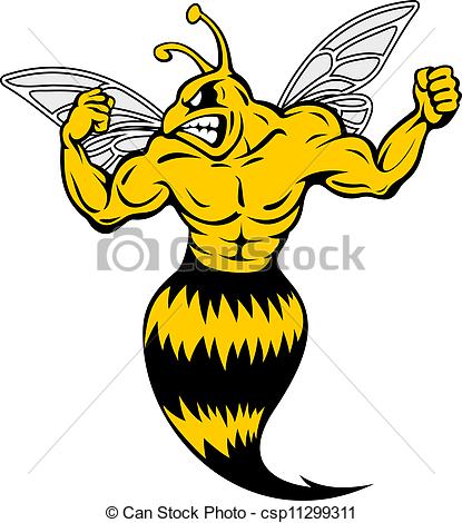 415x470 Powerful And Danger Yellow Jacket In Mascot Style Vector Clip Art