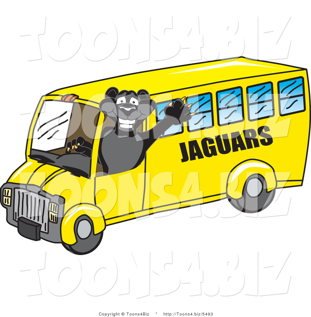 1024x1044 Vector Illustration Of A Cartoon Black Jaguar Mascot School Bus