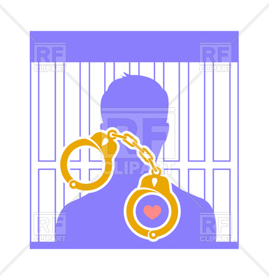 385x400 Man In Jail And Heart In Handcuffs Royalty Free Vector Clip Art