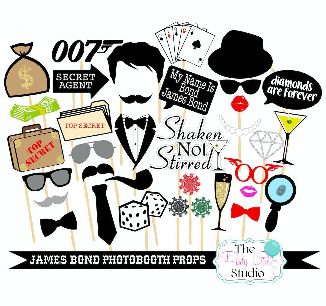 1088x1020 35pc 007 Inspired Photobooth James Bond Photobooth Props
