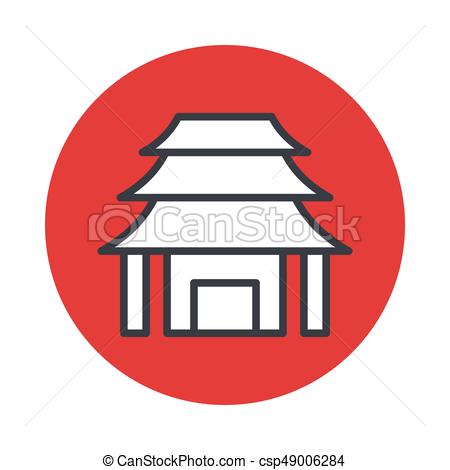 450x470 Japan Temple Icon Isolated On White Background. Vector Vector