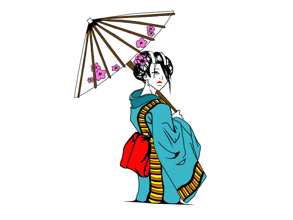 1024x768 Geisha Clipart Japanese