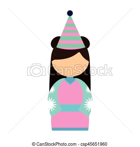 450x470 Girl Faceless Japan Clothes Traditional Vector Illustration