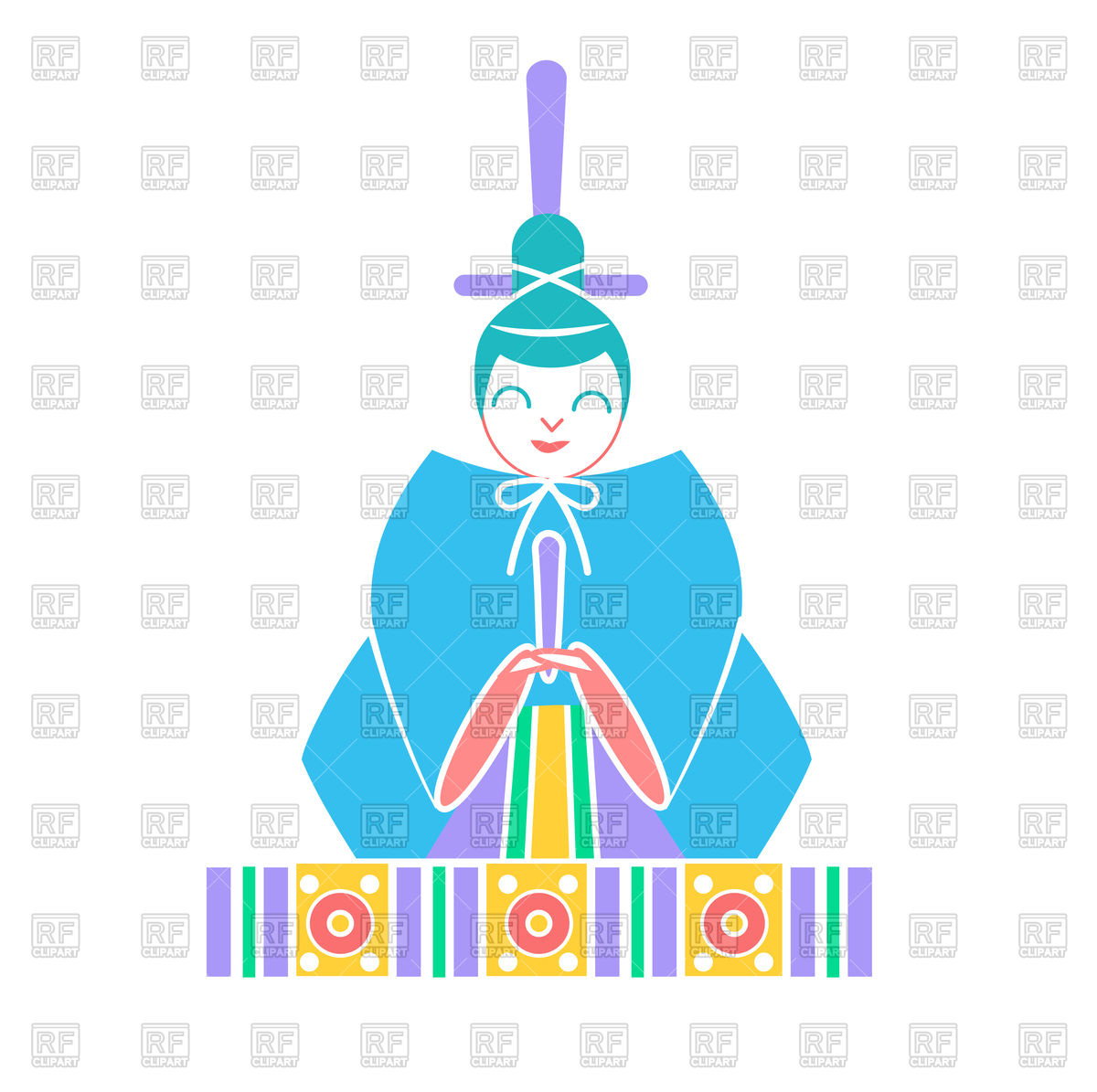 1200x1195 Japanese Emperor Doll Icon In Linear Style Royalty Free Vector
