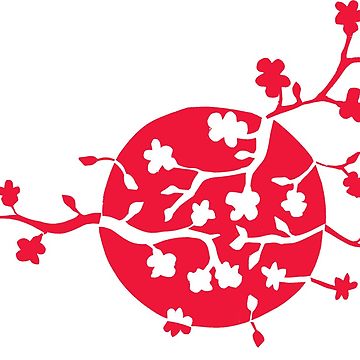 360x360 Japan Flag And Cherry Blossom Women's Fitted Scoop T Shirt By