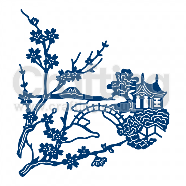 600x600 Tattered Lace Japanese Cherry Blossom Scene