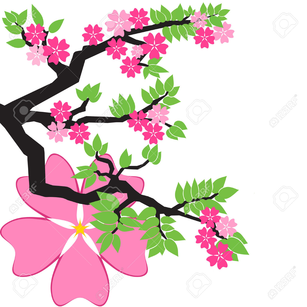 1300x1300 Clip Art Japanese Cherry Blossom Clip Art