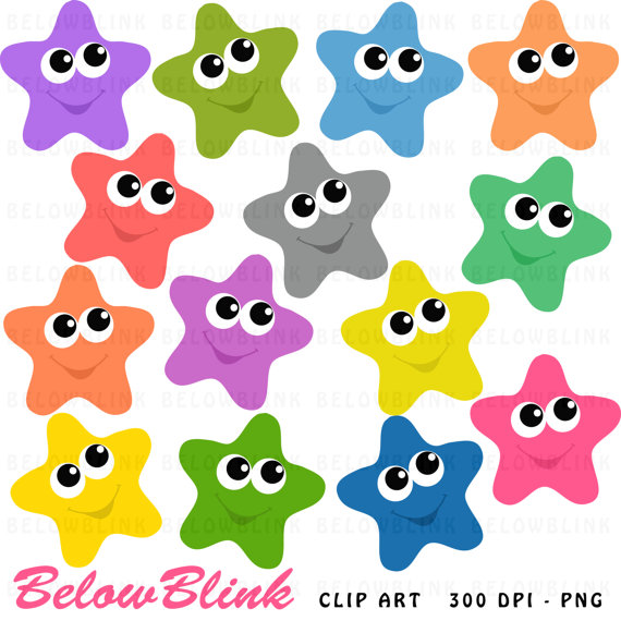 570x570 Happy Stars Clipart Clip Art Digital Scrapbooking Commercial Use