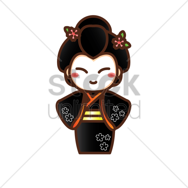600x600 Japanese Geisha Vector Image