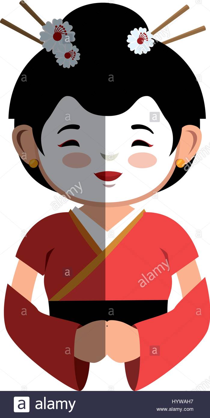 699x1390 Geisha Japanese Girl Icon Vector Illustration Design Stock Vector