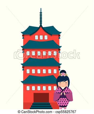 390x470 Japanese Girl Design. Japanese Building And Cute Japanese Clip