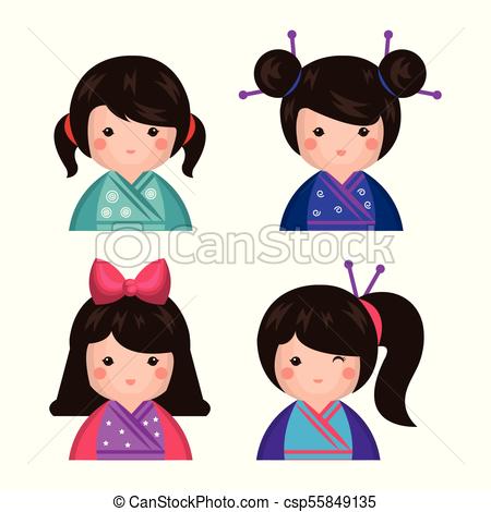 450x470 Japanese Girl Doll Icon Vector Illustration Design Vectors