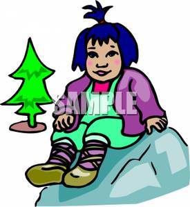 275x300 A Japanese Girl Sitting On A Rock In The Forest Clipart Image