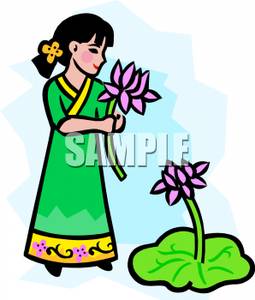 255x300 A Japanese Woman With The Blossom Of A Water Lotus Clipart Picture