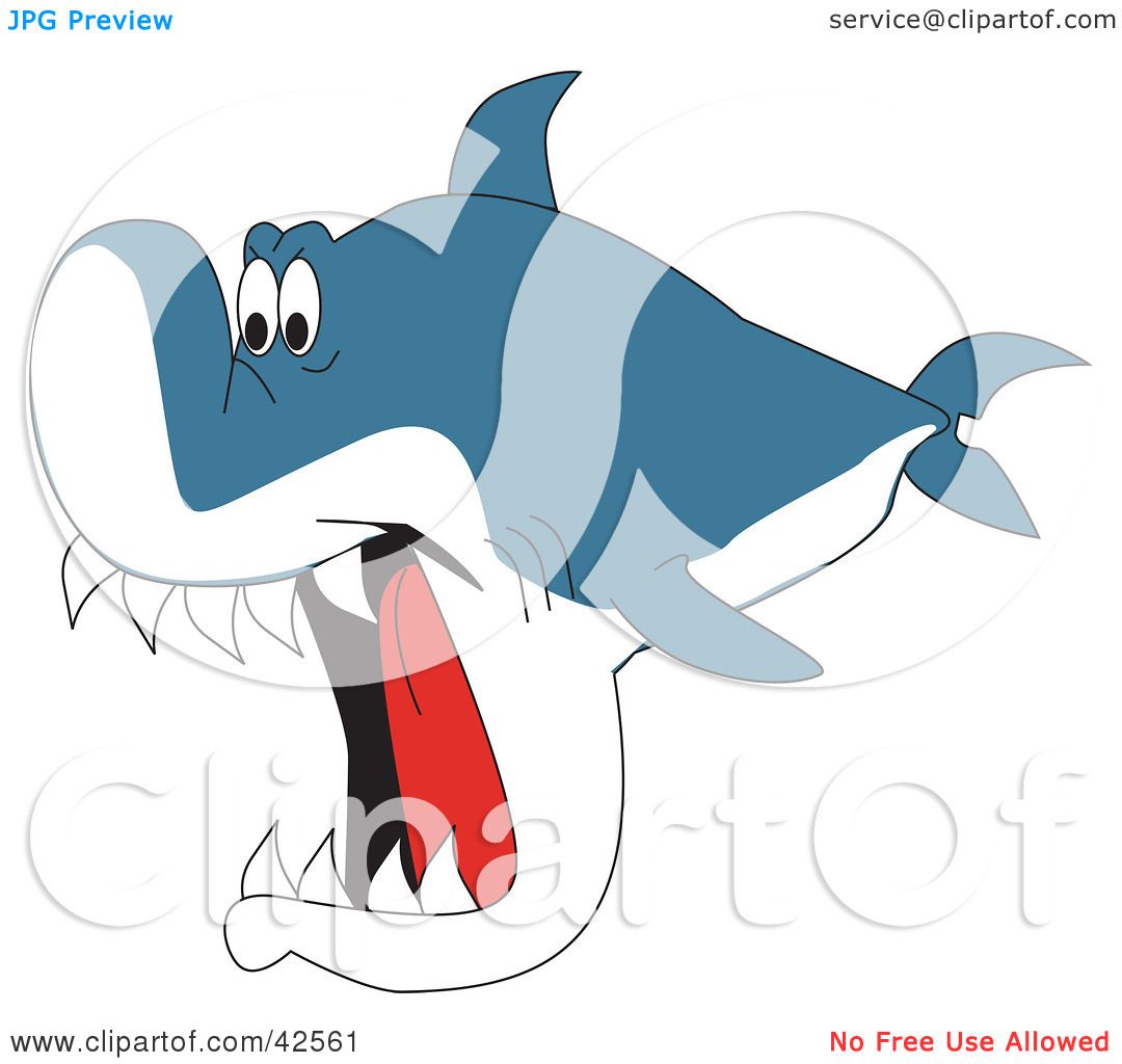 1080x1024 Clipart Illustration Of A Hungry Shark Swimming With His Jaws Wide