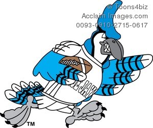 300x252 Clipart Cartoon Blue Jay Playing Football