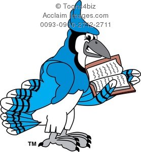 278x300 Clipart Cartoon Blue Jay Reading