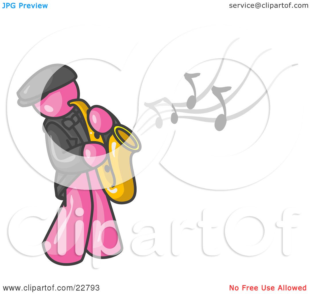 1080x1024 Clipart Illustration Of Musical Pink Man Playing Jazz