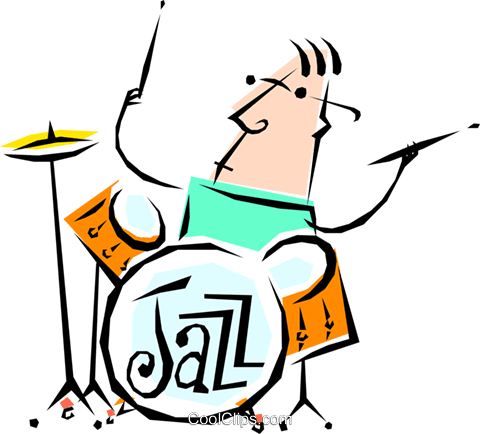 480x434 Cool Jazz Drummer Royalty Free Vector Clip Art Illustration