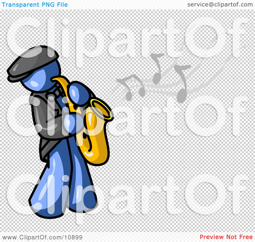 1080x1024 Musical Blue Man Playing Jazz With A Saxophone Clipart