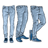 160x160 Fashionable Skinny Denim Jeans Outline, Vector Illustration, Clip