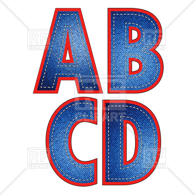 400x400 Jeans Letters A, B, C And D Royalty Free Vector Clip Art Image