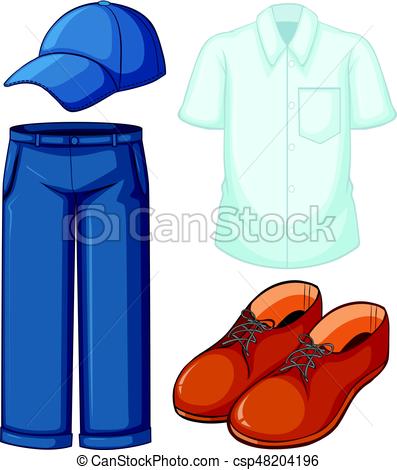 397x470 White Shirt And Blue Jeans Illustration Eps Vectors