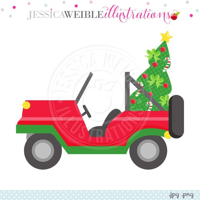 700x700 Christmas Jeep Digital Clipart