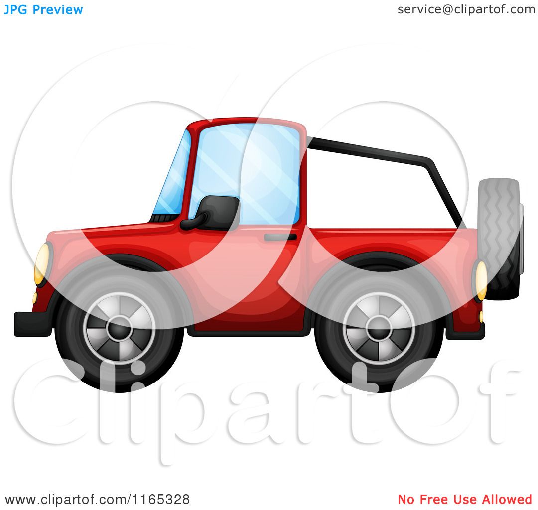 1080x1024 Cartoon Of A Red Jeep